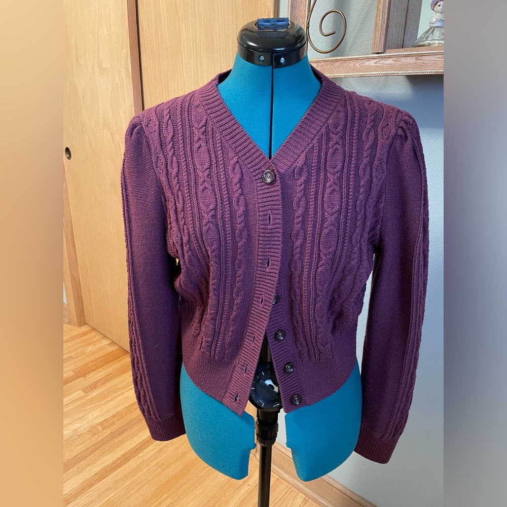 Women's Purple Cable Knit Sweater